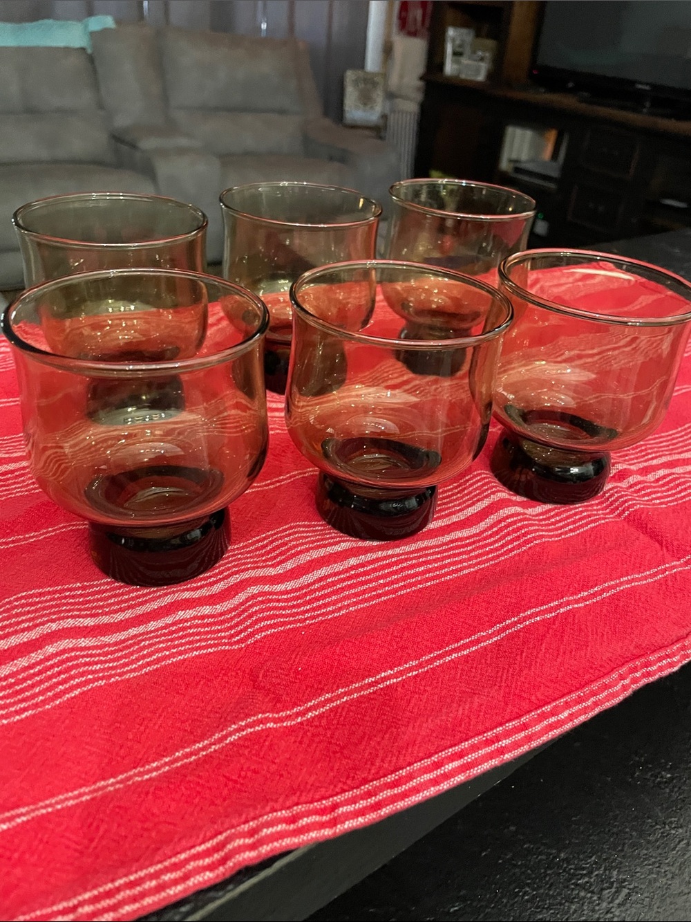 Anchor Hocking Tivoli Smoked Glass Footed  - Set of 6 - Picture 3 of 5